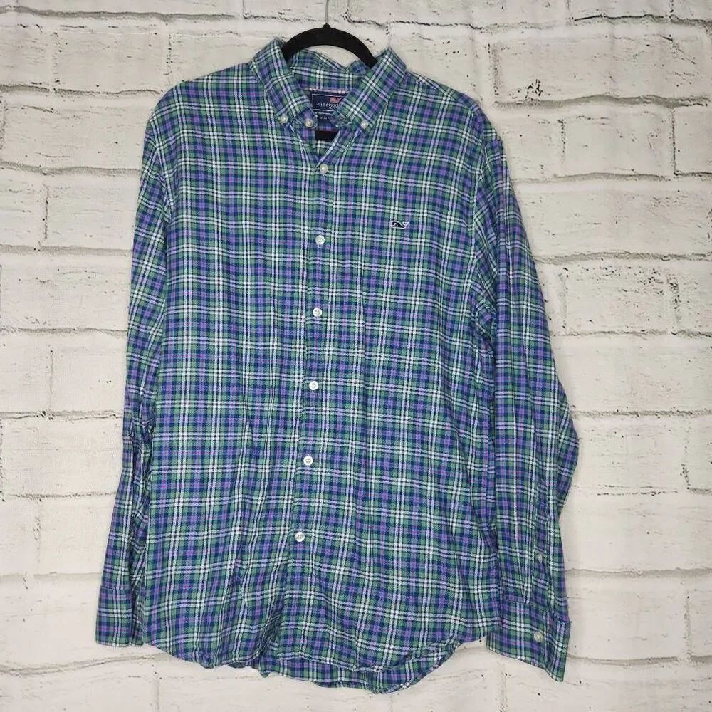 Vineyard Vines Slim Fit Whale Shirt Mens Large Long Sleeve Button Up Cotton